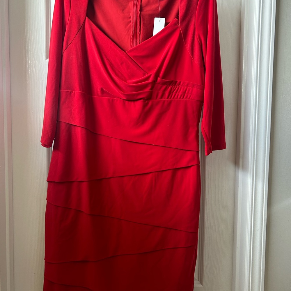 White House Black Market Red Long Sleeve Dress